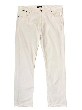 Bugatchi Men’s 35 White Stretch Cotton Twill 5-Pocket Pants Made in Portugal 30L